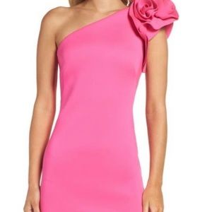 Eliza J - one-shoulder sheath cocktail dress - hot pink, size 6